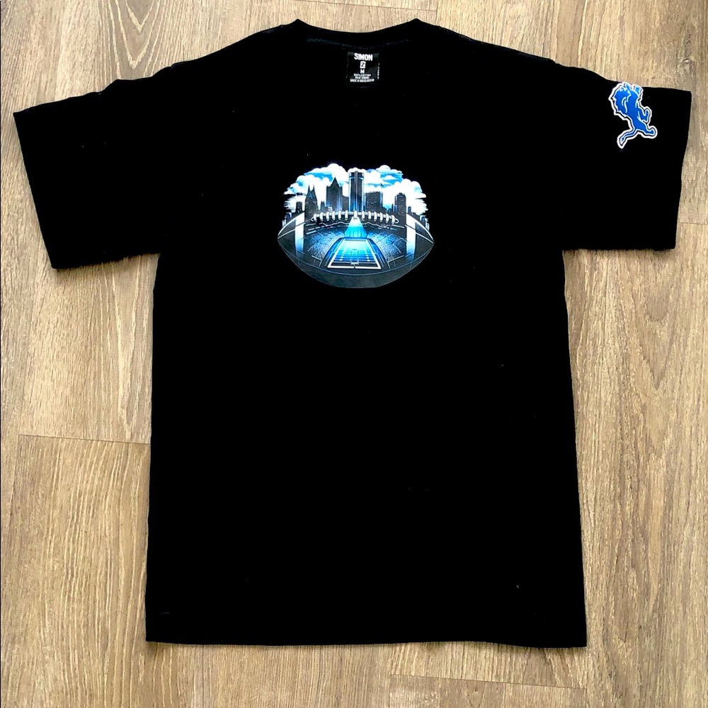 Black Graphic Men’s T-Shirt with Blue City Print